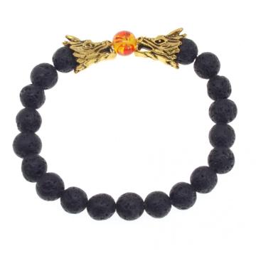 Dragon Head Lava stone 8MM Beaded Bracelet