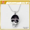 Black Onyx Skull Gemstone Pendant Necklace with Silver chain