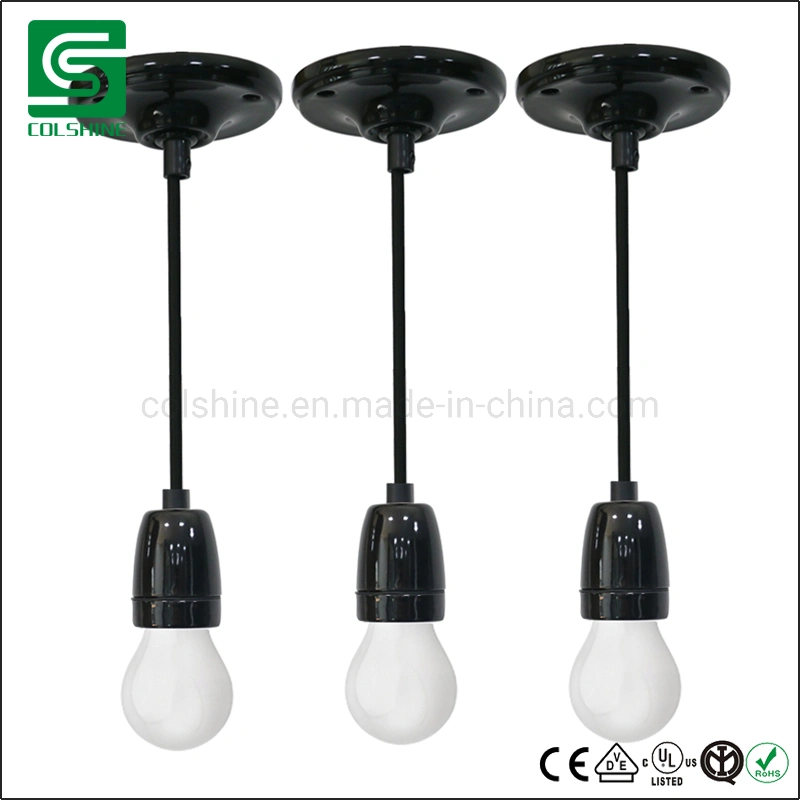 White Black Ceramic Vintage Pendant Light E27