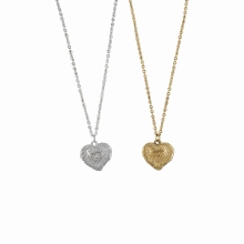 French Hammered Pattern Personalized Double-Sided Peach Heart Pendant Necklace