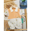 Baby Mr. Crocodile Carton Print Collar zomer onesies