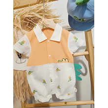 Baby Mr. Crocodile Carton Print Collar zomer onesies