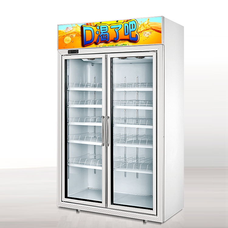 Supermarket glass door corner beverage refrigerated showcase display cabinet