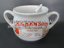 wholesale customized porcelain soup mug with two handles