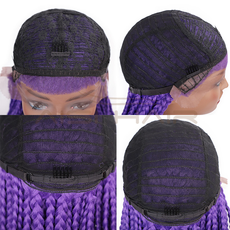 Aisi Hair Braids Box Lace Front Wigs Purple Gluless Synthetic Long Braids Lace Front Wigs for Black Women