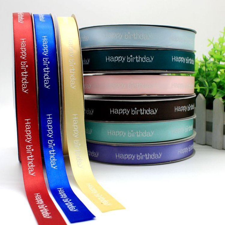 Brand Name Ribbons Silk 100% Polyester Satin Ribbon Custom Logo Printed for craft