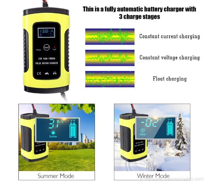 Chargeur de batterie de voiture d&#39;affichage numérique à acide de plomb à l&#39;acide plomb