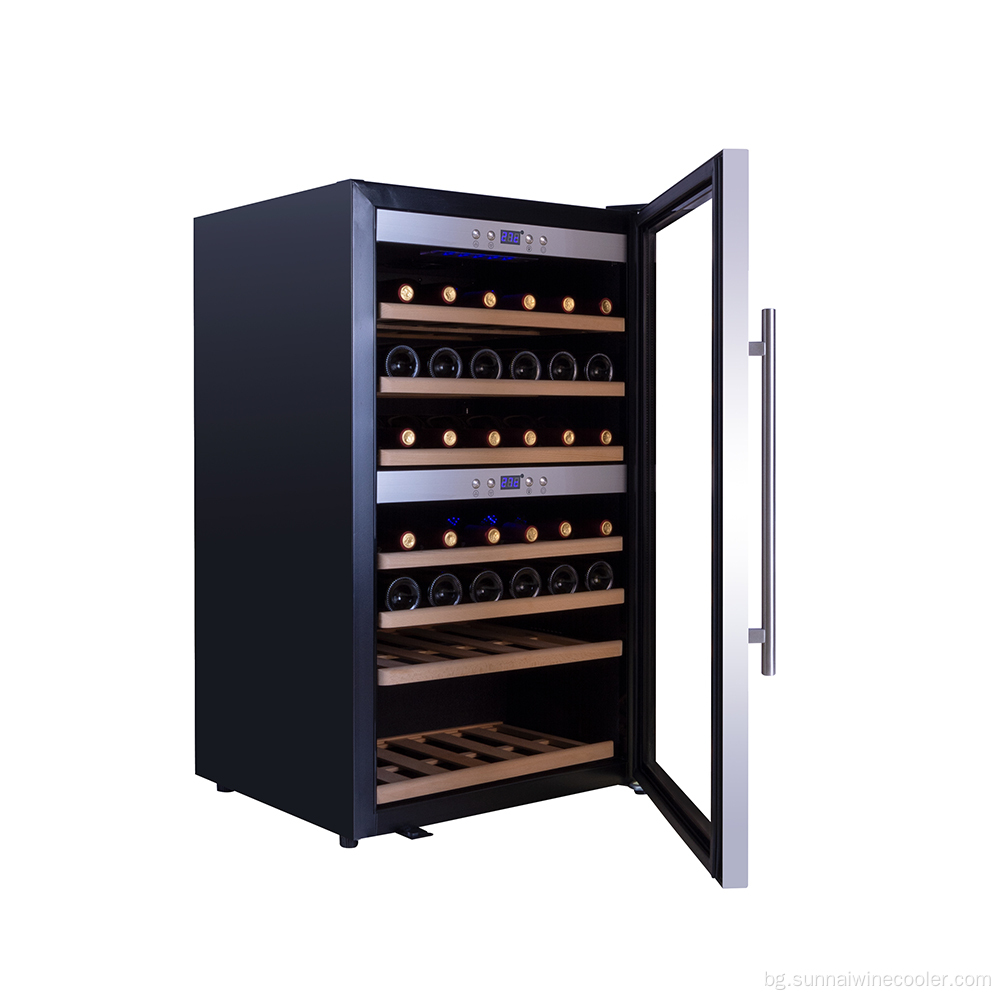 Под брояч от неръждаема стомана с двойна зона за вино в хладилник