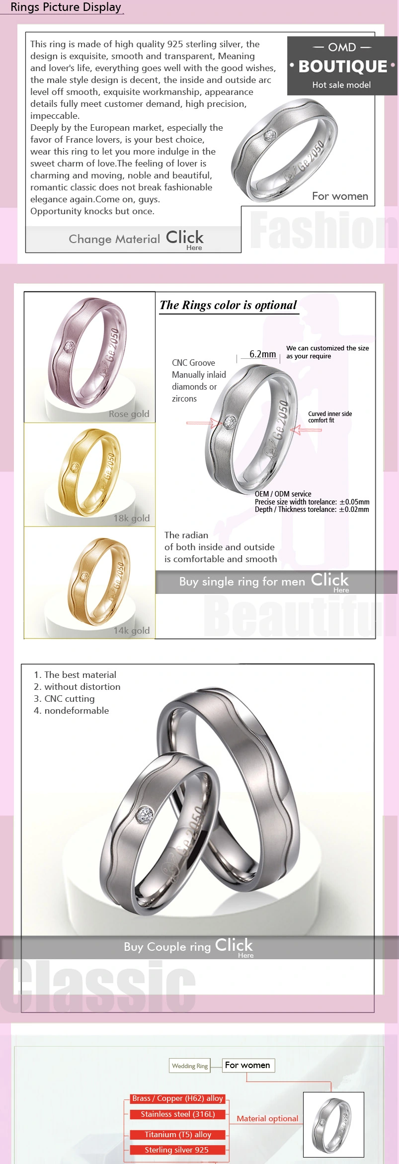 Silver Jewelry Engagement Wedding Set Girl Love Jewelry Ring Design