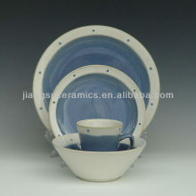 16PC Dinner Set reactive style pots on rim stoneware dinnnerwares