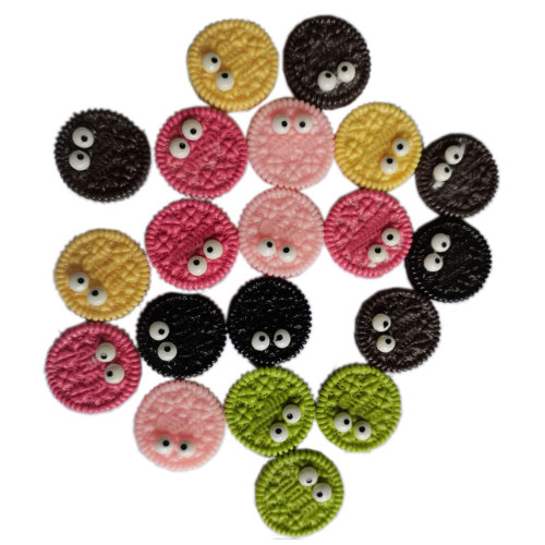 Galletas de resina de dibujos animados Cabochon Ojos artificiales Galleta Perlas de comida dulce para decoración de arte DIY Clips de pelo Accesorios