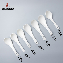 Customized Pure White Ceramic Soup Spoons with Logo
