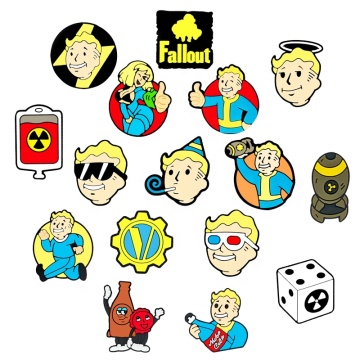 Unisex Adult Transparent PVC Clogs with Fallout Style Charms