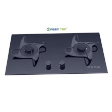 Black Tempered Glass Dual Burner Gas Stove