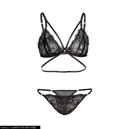 Ensemble 2 pièces string bikini triangle en dentelle sur mesure