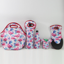 Washable insulated neoprene lunch bag set