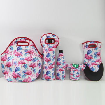 Washable insulated neoprene lunch bag set
