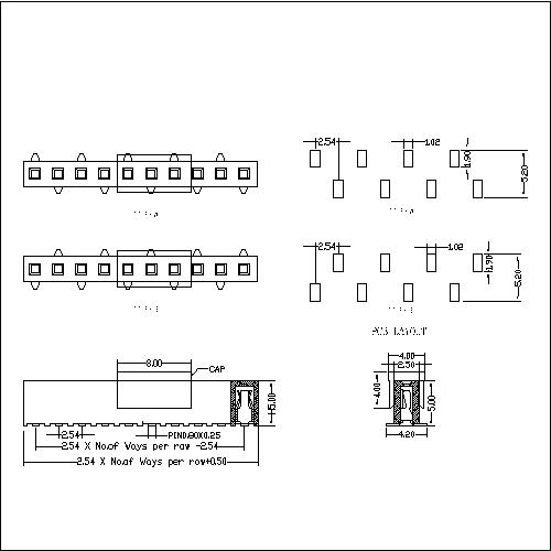 2.54 mm Female Header Single Row SMT Type H5.0 FHEM03-XXSXXXX