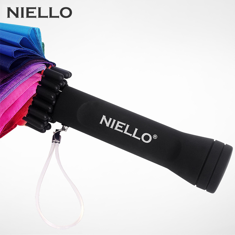 NELLO Rainbow Umbrella Rain Women Brand 24K Windproof Long Handle Umbrellas Strong Frame Waterproof Fashion Colorful Paraguas