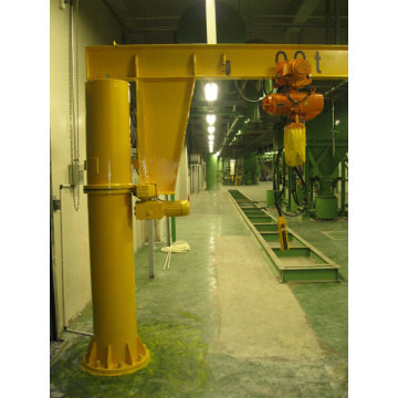 Fixed slewing jib crane with electric chain hoist