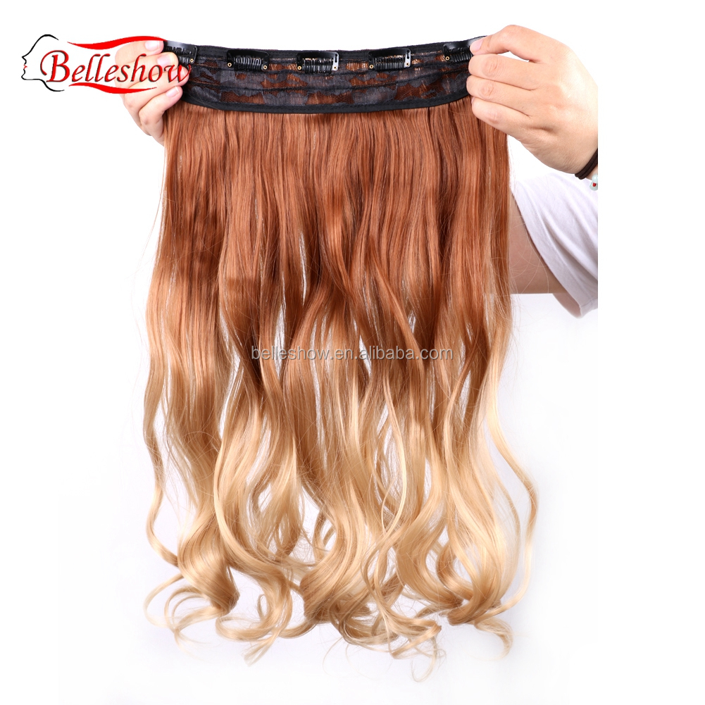 Hot sell 17" 5 Clips  Curly 3/4 Full Head Synthetic Hair Extensions Clip On/in Hairpieces