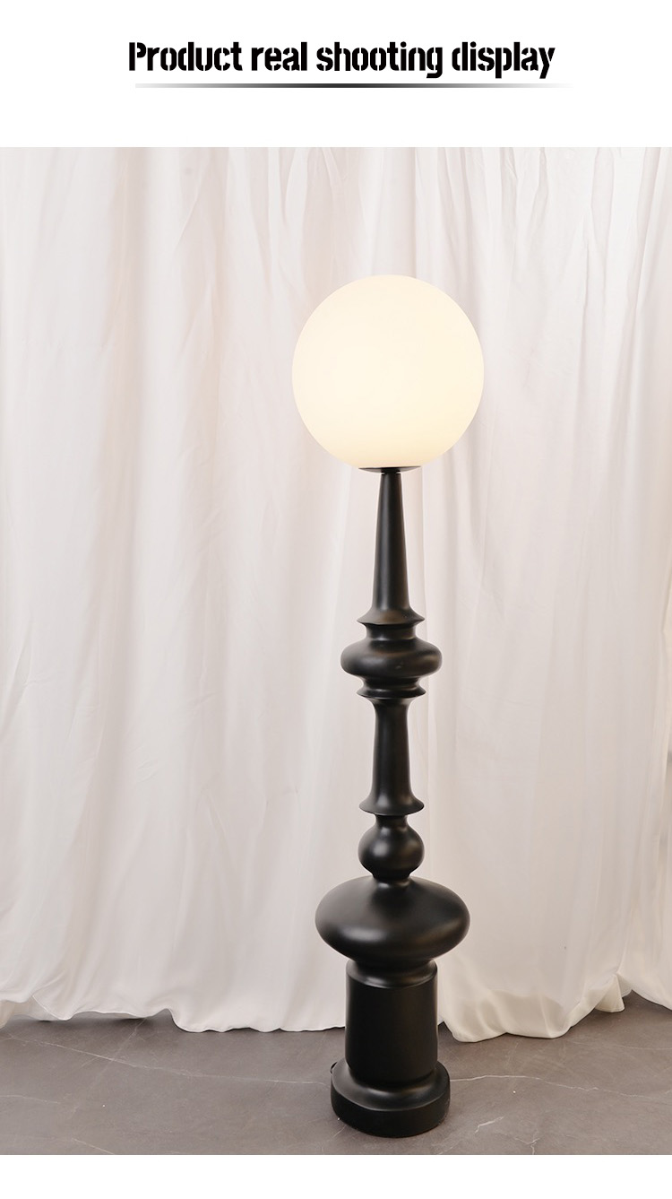 Wabi-sabi style black resin floor lamp is a unique and stylish lighting option that brings a touch of Japanese aesthetics and mindfulness to any interior space.