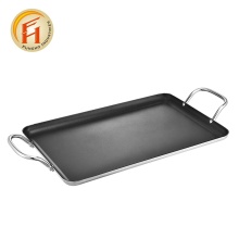 Double Burner Aluminum Griddle Pan: Non-Stick Pancake and Egg Griddle Pan with Two Handles