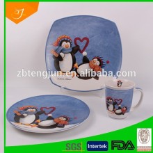 stoneware dinner set with animal logo