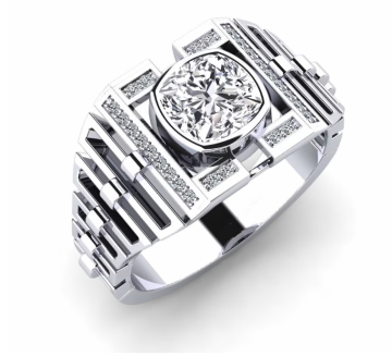 18K Gold Lab-Grown Diamond Men's Wedding Band