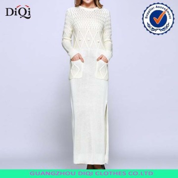 wholesale ladies winter long sweater dress woman wool knit sweater dress