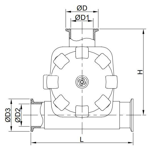 DIN Hygienic membrane valve T type clamp..