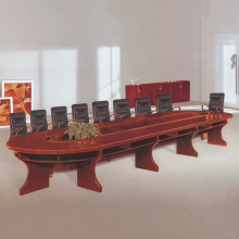 Oval-Shaped Wooden Conference Table for Office Meeting Rooms