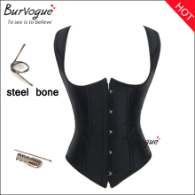 Women gender training body shapers supply black boned bustier corset with straps underbust sport corset wholesale for women
