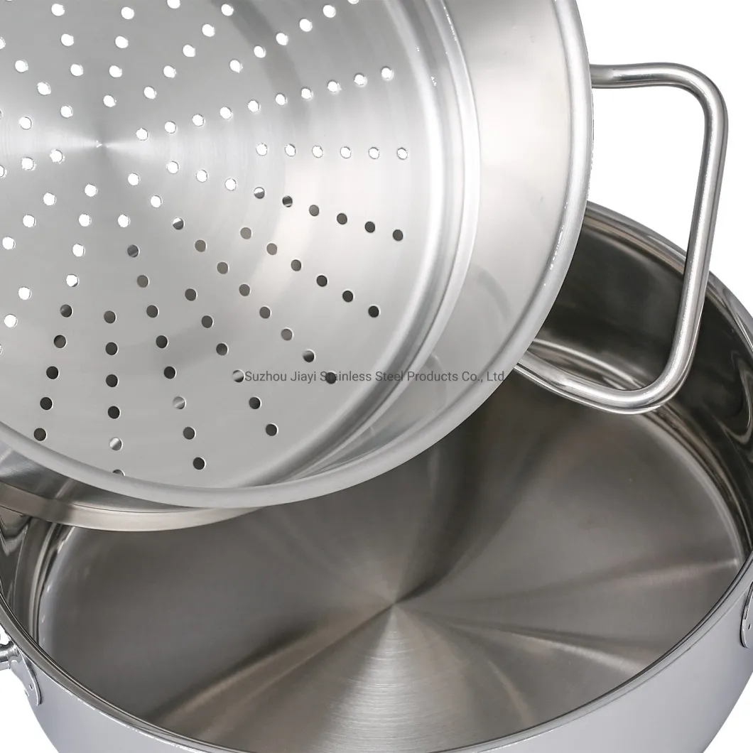 Olla de vapor de acero inoxidable 304 de alta calidad Ollas de cocina de gran capacidad Vaporizador de cocina con tapa de vidrio