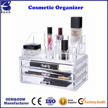 Makeup Cosmetics Jewelry Organizer Clear 3 Drawers Display Box Storage