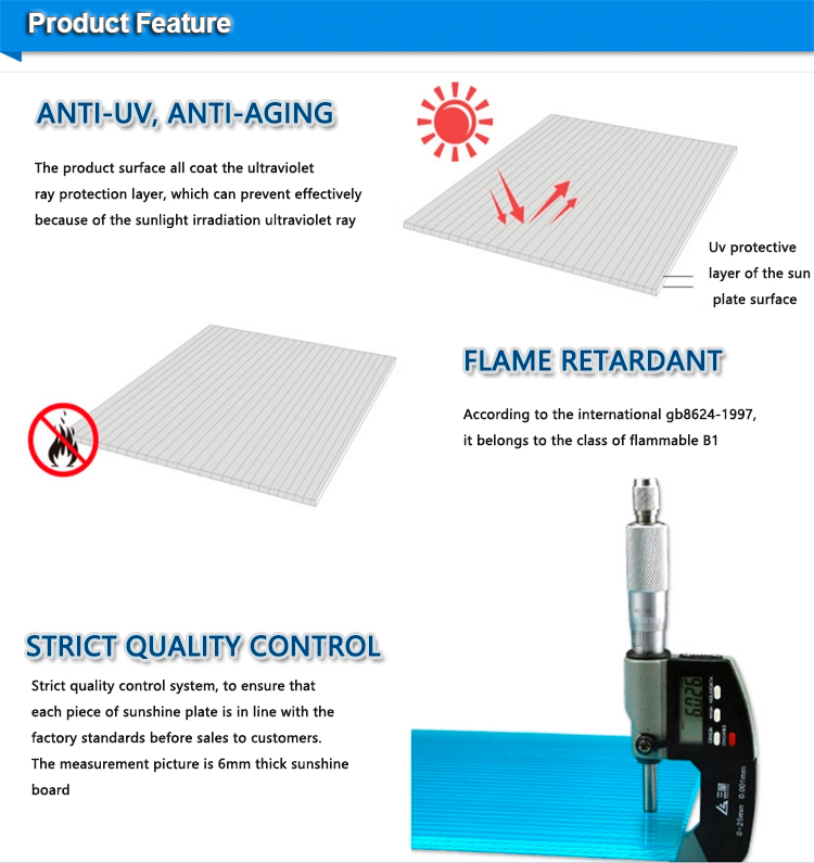 Twin-wall Crystal bright board polycarbonate hollow sheet