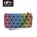 PU Leder Damenmode Reißverschluss Regenbogen Farbe Brieftasche