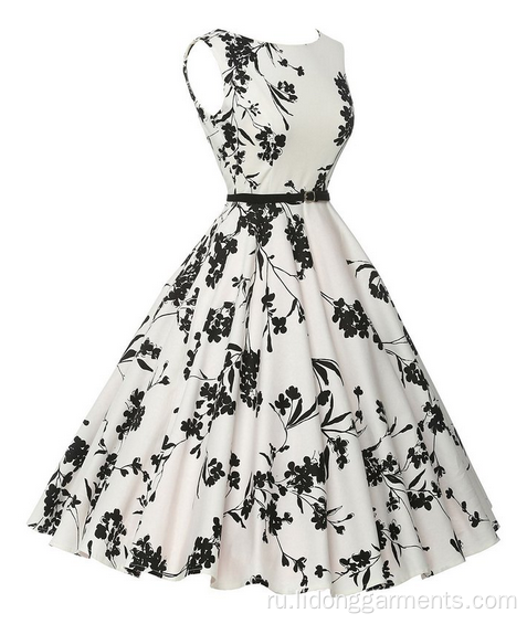 Женская цветочная принципиальная леди винтаж 50 -х годов платье без рукавов