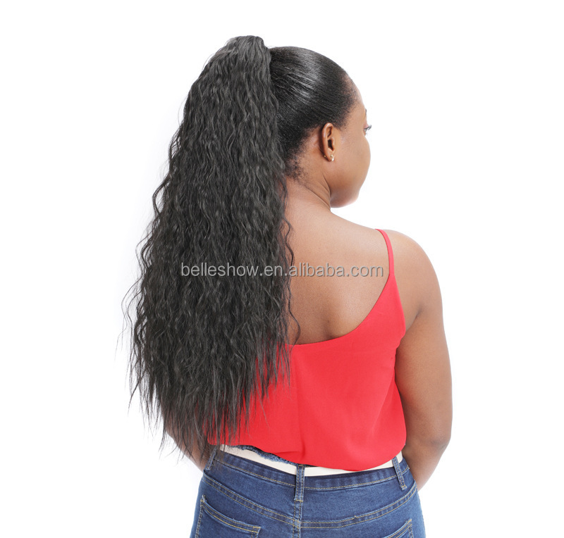 Wear Many Different Color Ombre Silk Curl Faux Fiber Hair Synthetic Wrap Around whiskers long curly hair Magic Paste Ponytail