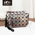 Logo Custom Geometric Rhombus Drop Flat Beg Magic Makeup Cosmetic Beg Portable Handbags