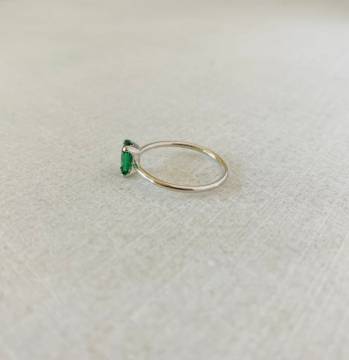 Emerald Ring Simple Sterling Silver Rectangular Rings