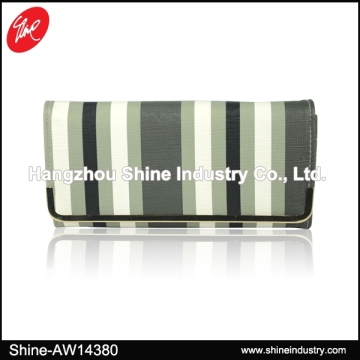 Striped Women Wallet/Lady PU Purse/Long Ladies Trifold Wallet