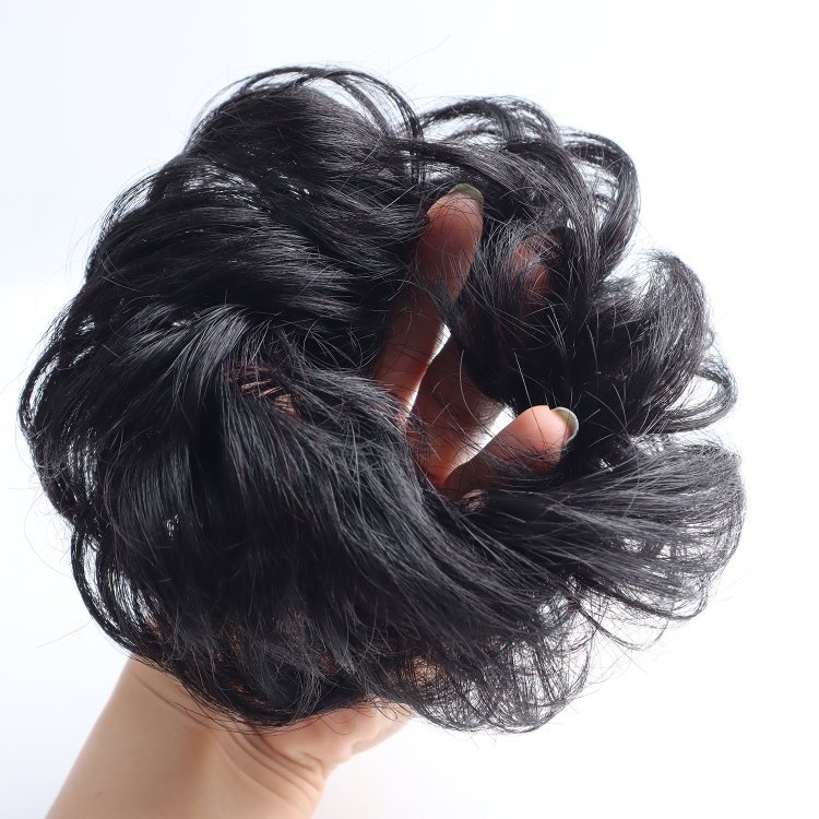 whosale bud  Hair  customization Popular Fashion Bud Hair Band Elastic Fluffy Wigs, Woman Bun Wears Hair