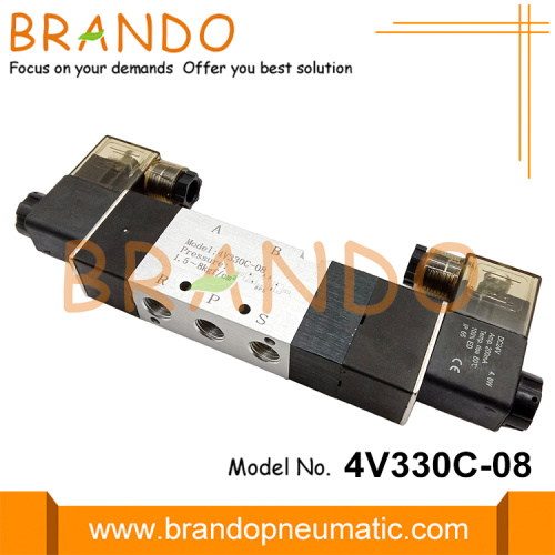 Kapat Merkez 5/3 Yolu Pnömatik Solenoid Valf 4V330C-08