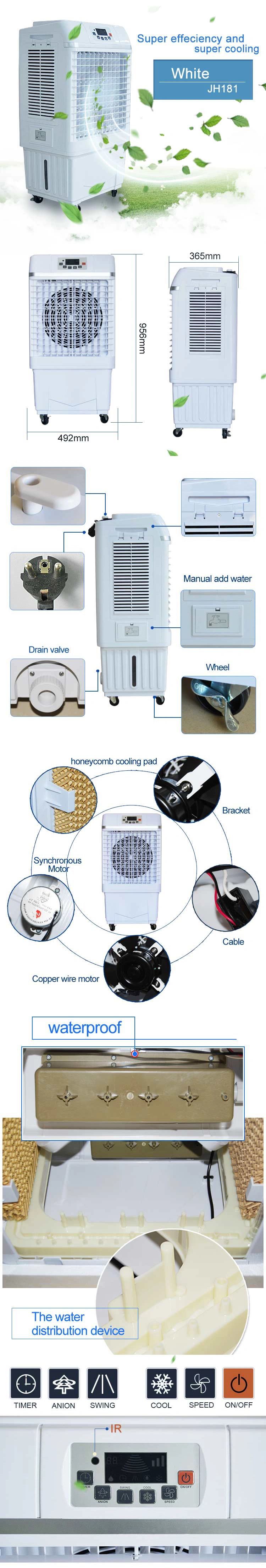 100W Axial Portable Swamp Cooler with CB (JH181)