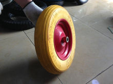 Pu Flat Free Cart Wheels , Flexible Solid Handcart Wheels