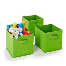 3 Pack Collapsible Storage bin , nonwoven foldable storage box with handle