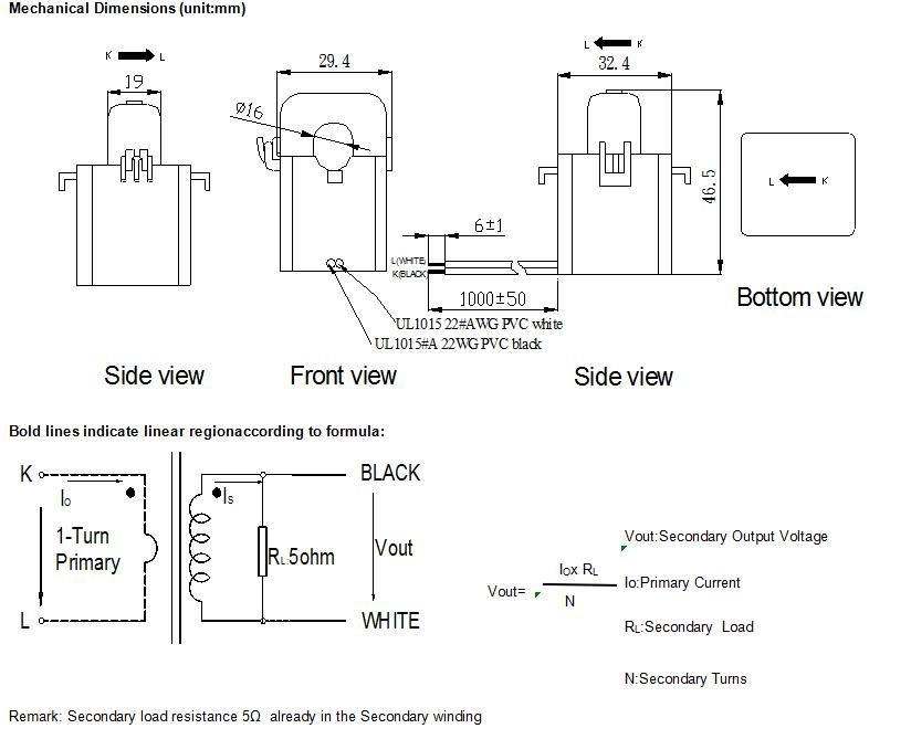 Accuracy 0.5 100A/33.3mA Split Core Current Clamp Sensor