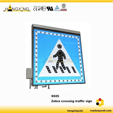 SS25 flashing solar powered pedestrian sign