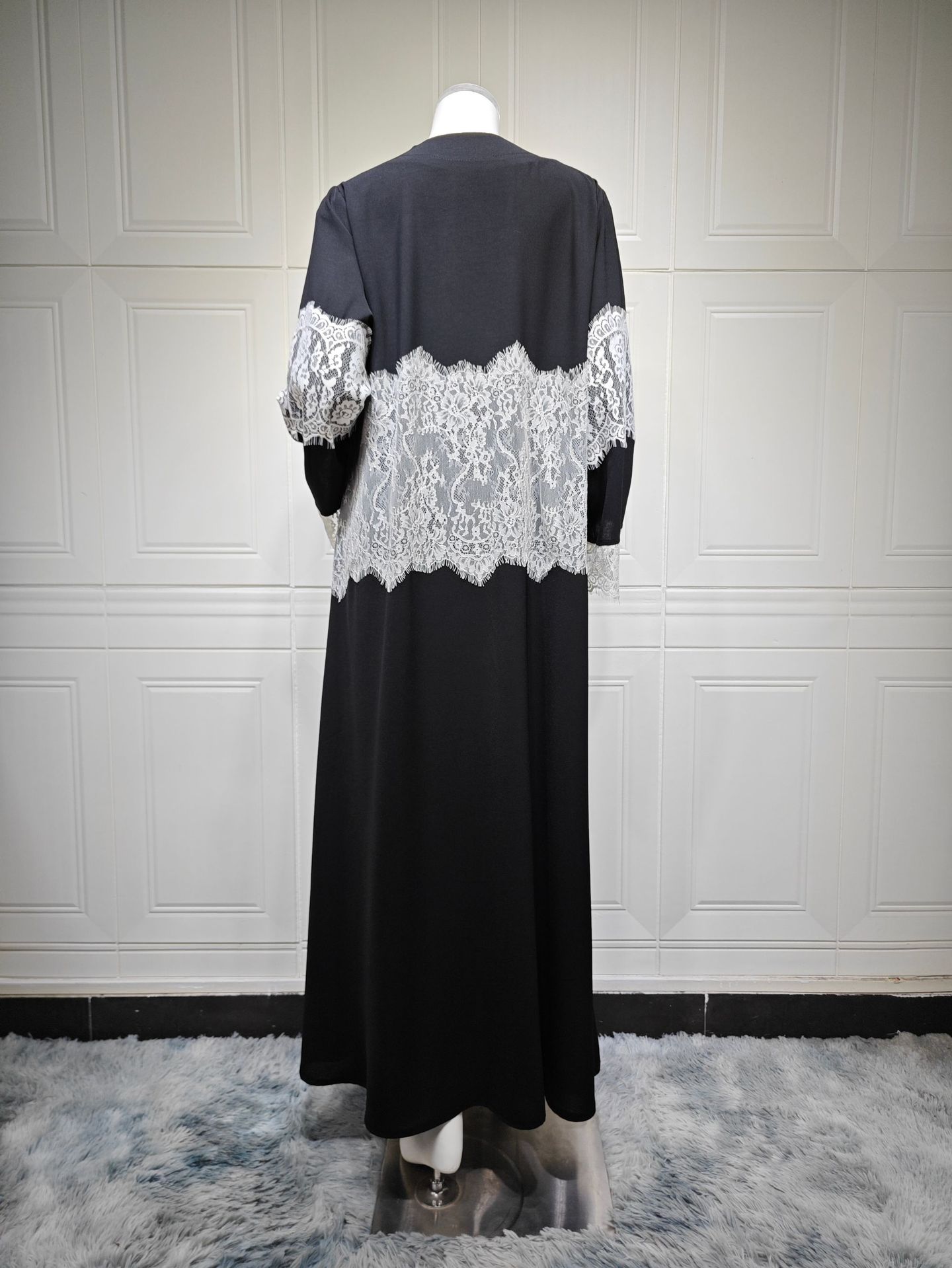 ژاکت کش باف پشمی توری Abaya MQ274 (9) Lace Abaya Cardigan MQ274 (9)
